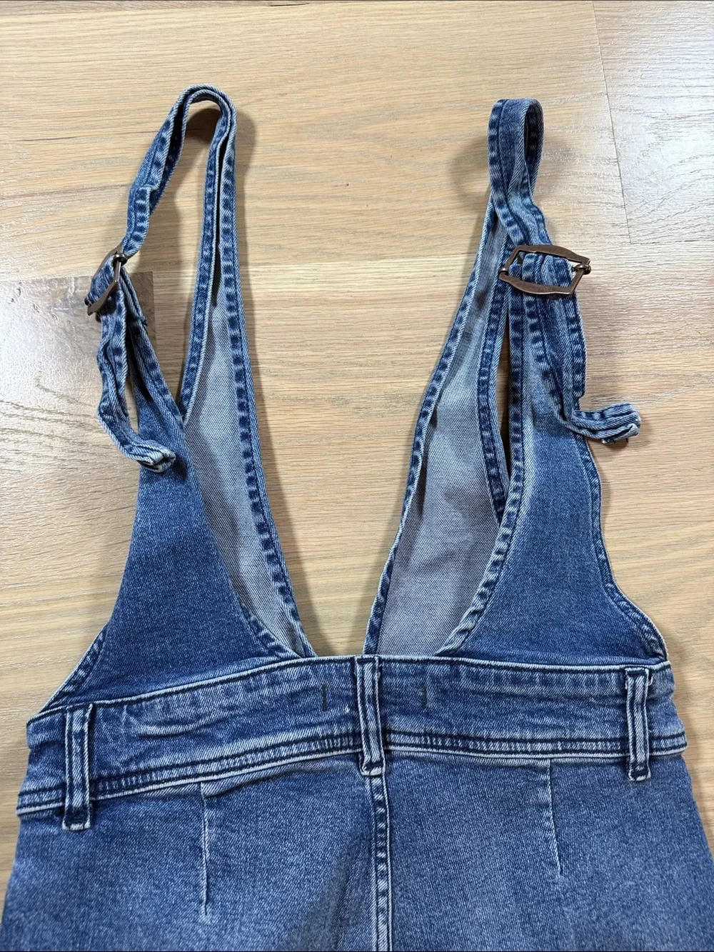 Free People Denim Wide Leg Overalls Suspender Jumpsuit Blue Wash Size 2